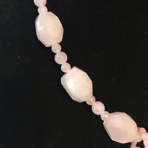 Vintage Faceted Rose Quartz Gemstone 14K Gold Clasp Beaded Pendant Necklace 18”L - Picture 11 of 16